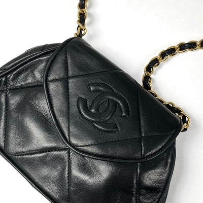 シャネル CHANEL バッグ ショルダーバッグ ラムスキン ブラック ゴールド ココマーク マトラッセ チェーン