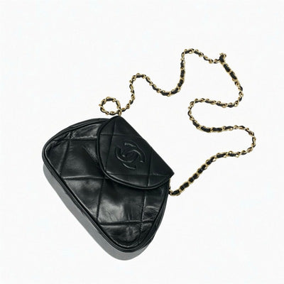 シャネル CHANEL バッグ ショルダーバッグ ラムスキン ブラック ゴールド ココマーク マトラッセ チェーン