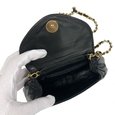 シャネル CHANEL バッグ ショルダーバッグ ラムスキン ブラック ゴールド ココマーク マトラッセ チェーン