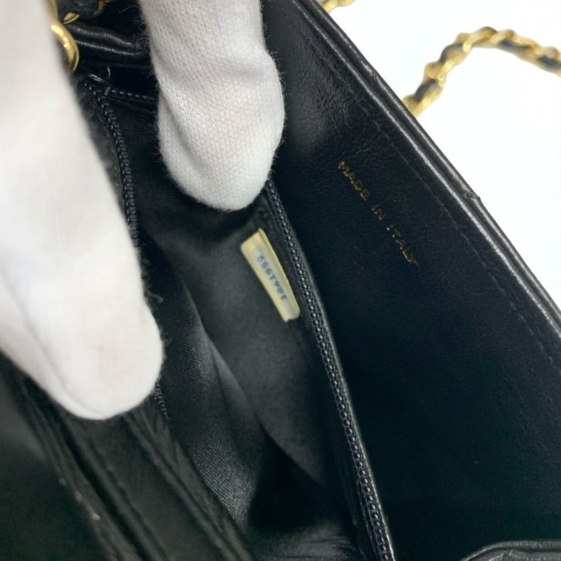 シャネル CHANEL バッグ ショルダーバッグ ラムスキン ブラック ゴールド ココマーク マトラッセ チェーン