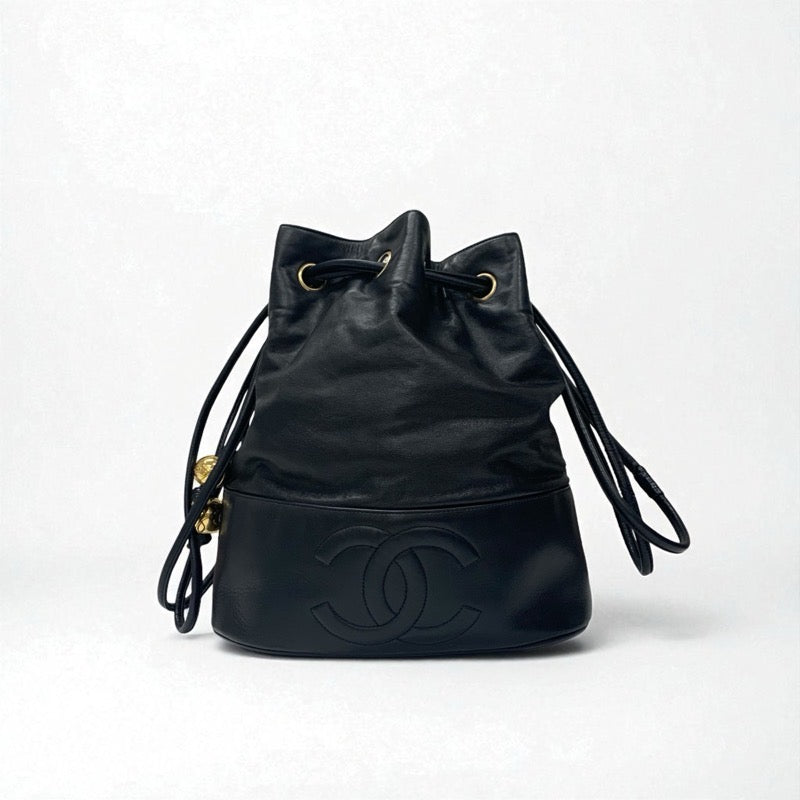 シャネル CHANEL バッグ ショルダーバッグ ブラック ゴールド ココマーク 巾着 ヴィンテージ