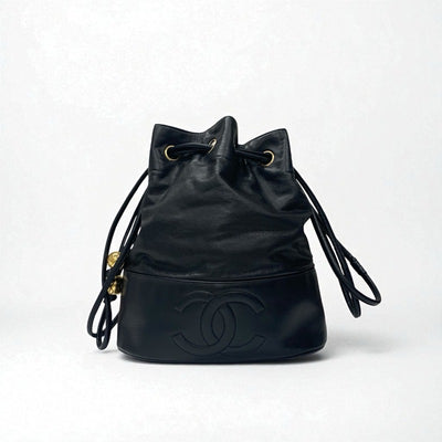 シャネル CHANEL バッグ ショルダーバッグ ブラック ゴールド ココマーク 巾着 ヴィンテージ