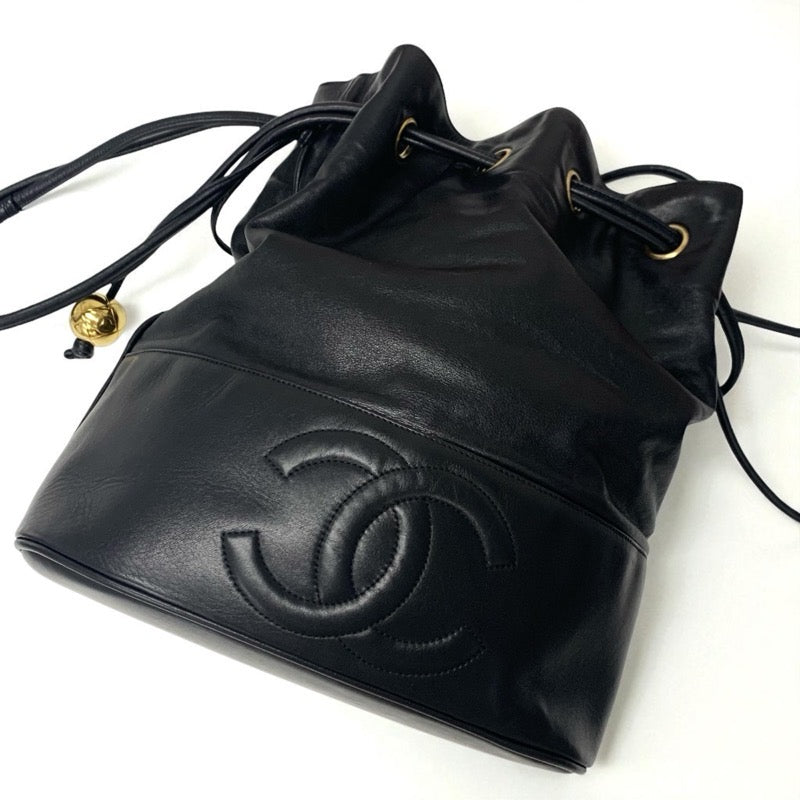 シャネル CHANEL バッグ ショルダーバッグ ブラック ゴールド ココマーク 巾着 ヴィンテージ