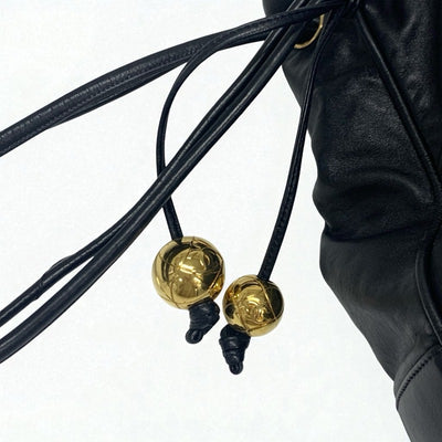 シャネル CHANEL バッグ ショルダーバッグ ブラック ゴールド ココマーク 巾着 ヴィンテージ