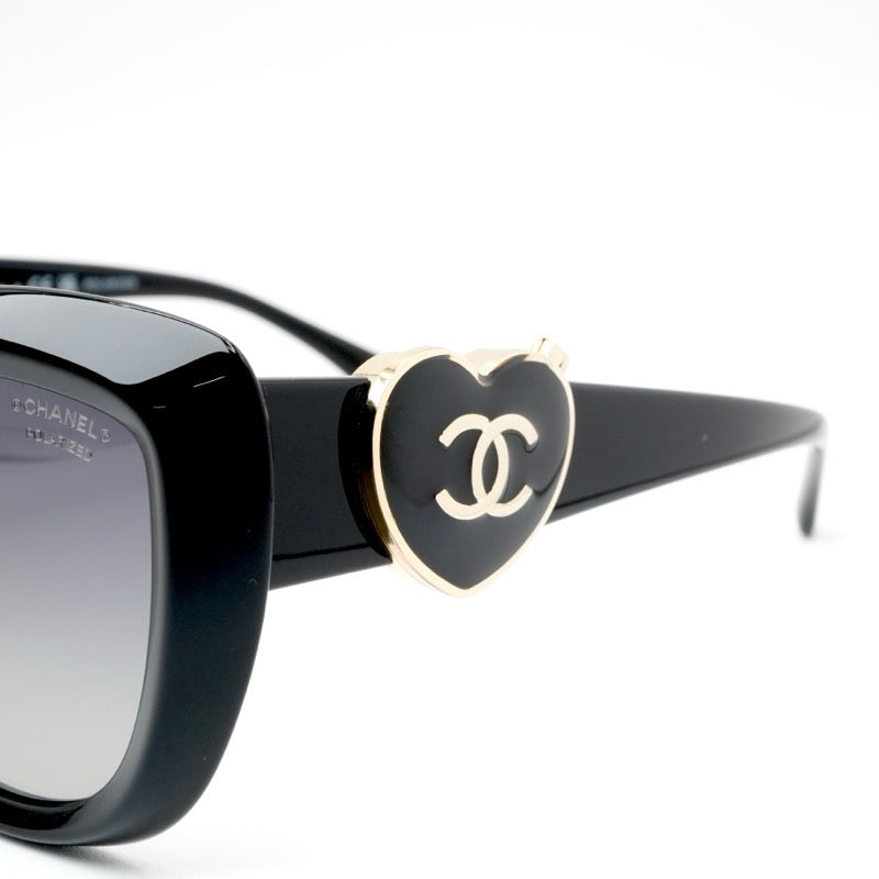 シャネル CHANEL ブラック ゴールド サングラス ココマーク ハート ミラー アイウェア