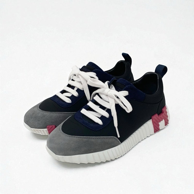 エルメス HERMES バウンシング スニーカー 靴 シューズ ファブリック スエード ブラック マルチカラー