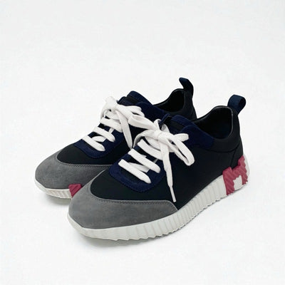 エルメス HERMES バウンシング スニーカー 靴 シューズ ファブリック スエード ブラック マルチカラー