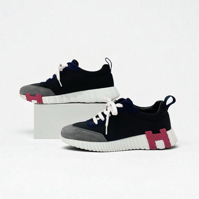 エルメス HERMES バウンシング スニーカー 靴 シューズ ファブリック スエード ブラック マルチカラー