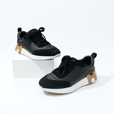 エルメス HERMES バウンシング スニーカー 靴 シューズ レザー スエード ブラック ホワイト