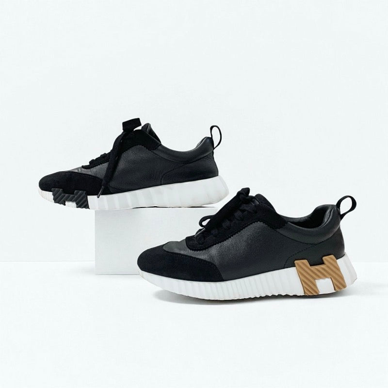 エルメス HERMES バウンシング スニーカー 靴 シューズ レザー スエード ブラック ホワイト