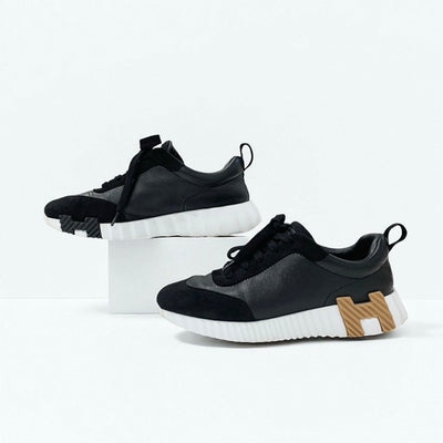 エルメス HERMES バウンシング スニーカー 靴 シューズ レザー スエード ブラック ホワイト