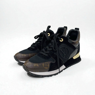 ルイヴィトン LOUIS VUITTON ランアウェイライン モノグラム スニーカー 靴 シューズ レザー パテント スエード ブラック ブラウン インヒール