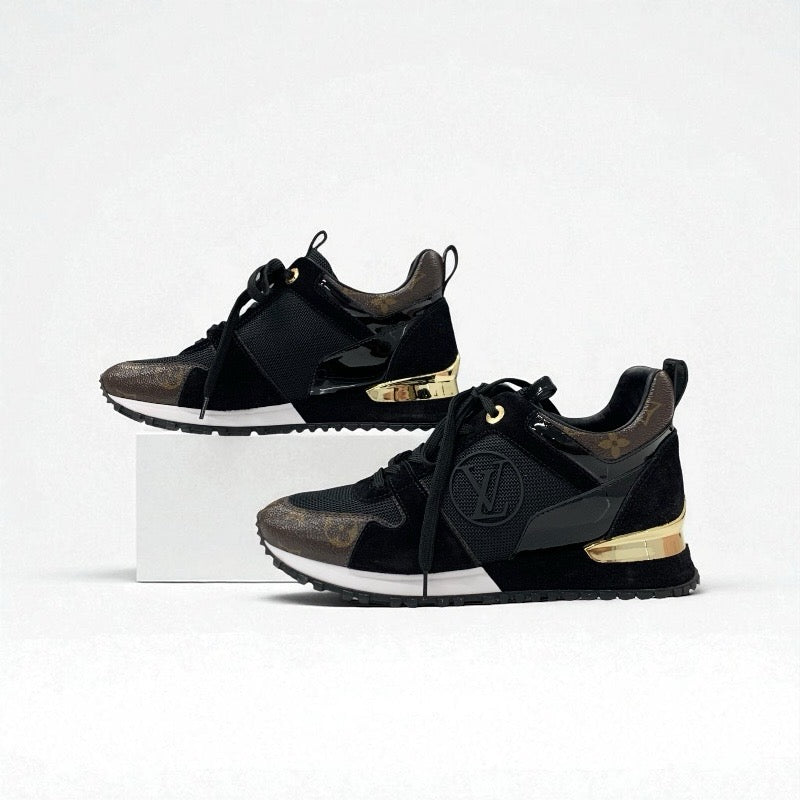 ルイヴィトン LOUIS VUITTON ランアウェイライン モノグラム スニーカー 靴 シューズ レザー パテント スエード ブラック ブラウン インヒール