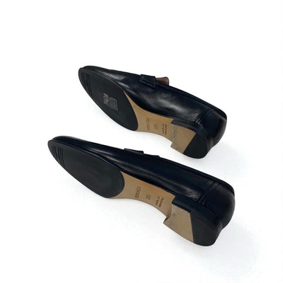 エルメス HERMES パリ ローファー 革靴 靴 シューズ レザー ブラック 黒 シルバー モカシン フラットシューズ H金具