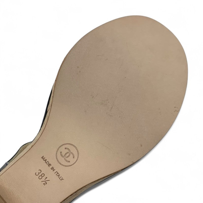 シャネル CHANEL サンダル 靴 シューズ レザー コルク ブラック ブラウン ココマーク ウェッジソール ストラップ