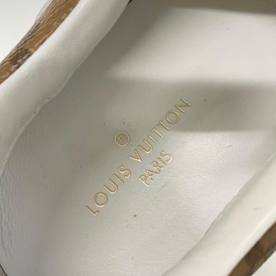 ルイヴィトン LOUIS VUITTON ランアウェイライン モノグラム スニーカー 靴 シューズ レザー ファブリック スエード アイボリー ホワイト ブラウン メッシュ インヒール