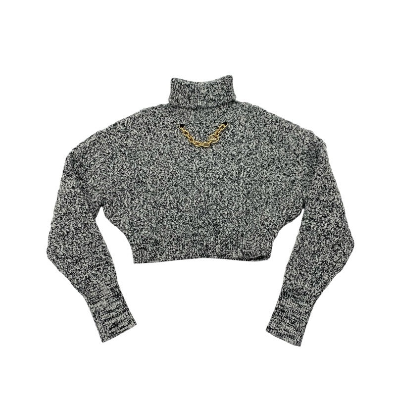 ルイヴィトン LOUIS VUITTON トップス ウール ブラック ホワイト ゴールド ニット LVサークルロゴ チェーン タートルネック