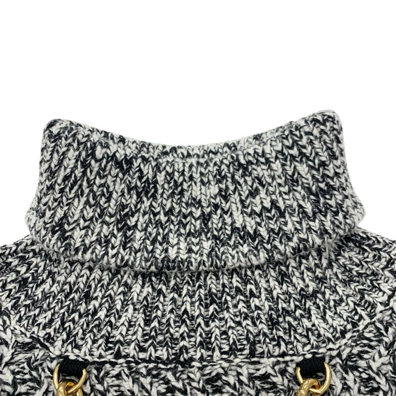 ルイヴィトン LOUIS VUITTON トップス ウール ブラック ホワイト ゴールド ニット LVサークルロゴ チェーン タートルネック