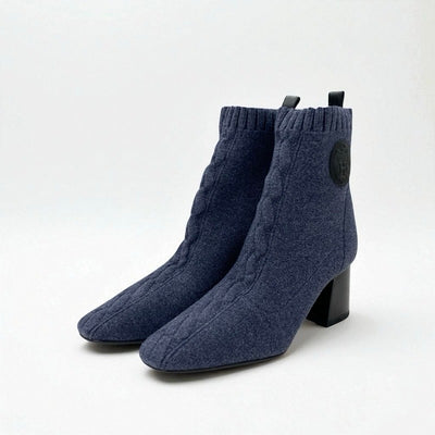 エルメス HERMES ヴォルヴェール ブーツ ショートブーツ 靴 シューズ ニット レザー ブルー ブラック エクスリブリス ソックスブーツ