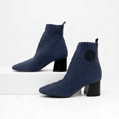 エルメス HERMES ヴォルヴェール ブーツ ショートブーツ 靴 シューズ ニット レザー ブルー ブラック エクスリブリス ソックスブーツ