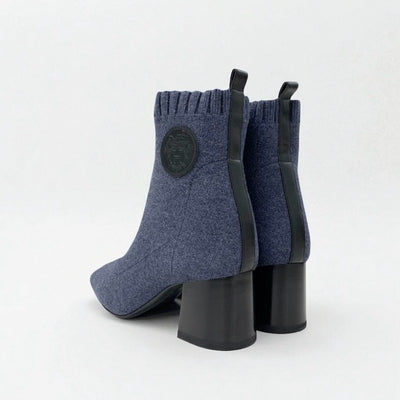 エルメス HERMES ヴォルヴェール ブーツ ショートブーツ 靴 シューズ ニット レザー ブルー ブラック エクスリブリス ソックスブーツ