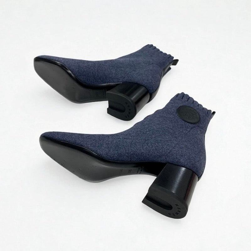 エルメス HERMES ヴォルヴェール ブーツ ショートブーツ 靴 シューズ ニット レザー ブルー ブラック エクスリブリス ソックスブーツ