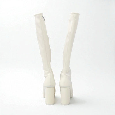 シャネル CHANEL ブーツ ロングブーツ 靴 シューズ スエード ホワイト 白 未使用 ロゴ ココマーク