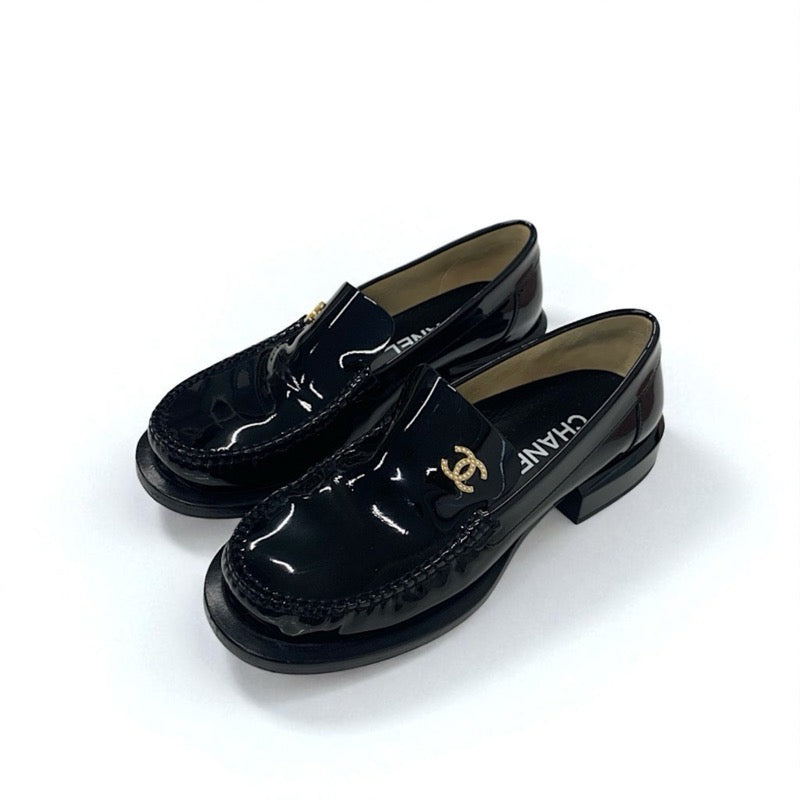 シャネル CHANEL ローファー 革靴 靴 シューズ パテント ブラック 黒 ココマーク
