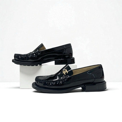 シャネル CHANEL ローファー 革靴 靴 シューズ パテント ブラック 黒 ココマーク