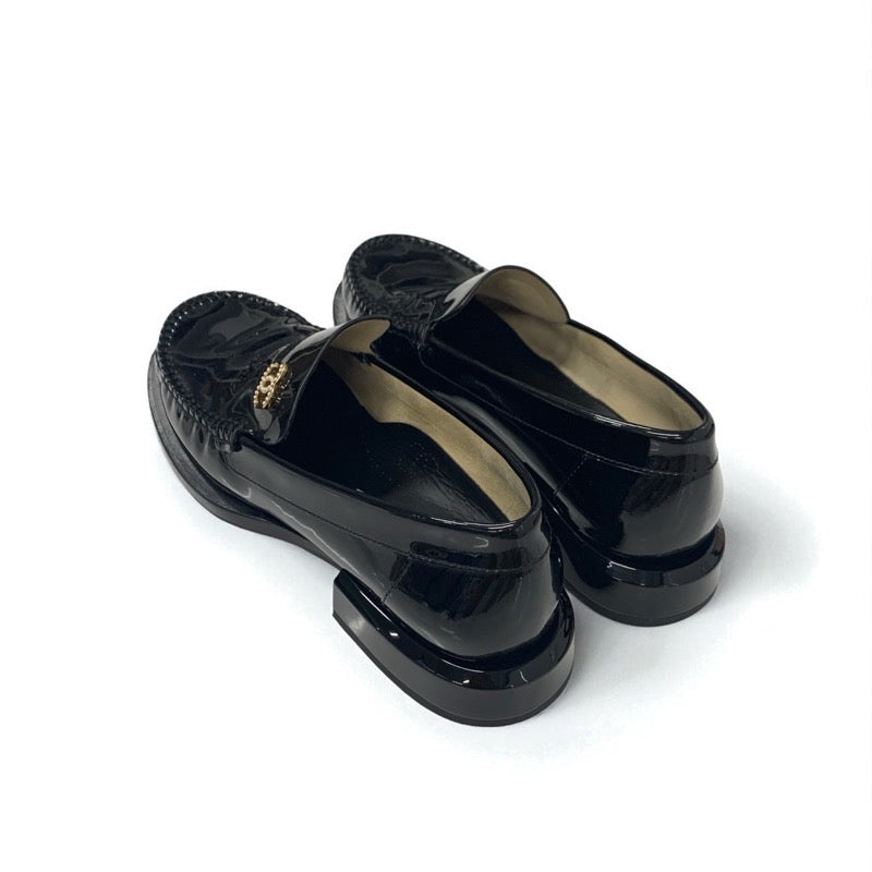 シャネル CHANEL ローファー 革靴 靴 シューズ パテント ブラック 黒 ココマーク