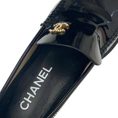 シャネル CHANEL ローファー 革靴 靴 シューズ パテント ブラック 黒 ココマーク