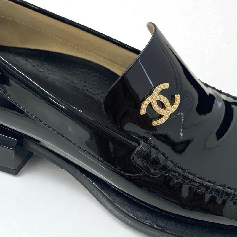 シャネル CHANEL ローファー 革靴 靴 シューズ パテント ブラック 黒 ココマーク