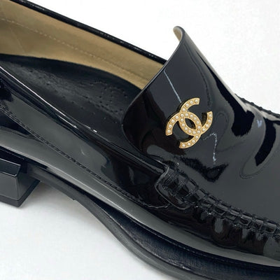 シャネル CHANEL ローファー 革靴 靴 シューズ パテント ブラック 黒 ココマーク
