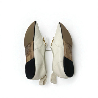 ロエベ LOEWE フラットシューズ 靴 シューズ レザー ホワイト系 ゴールド アナグラム ソフトダービー レースアップシューズ