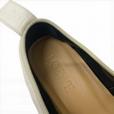 ロエベ LOEWE フラットシューズ 靴 シューズ レザー ホワイト系 ゴールド アナグラム ソフトダービー レースアップシューズ