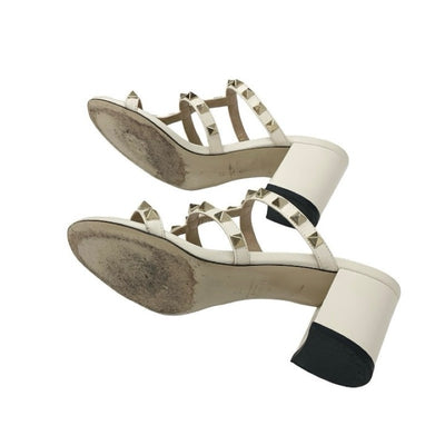 ヴァレンティノ VALENTINO サンダル 靴 シューズ レザー アイボリー ゴールド ロックスタッズ ミュール