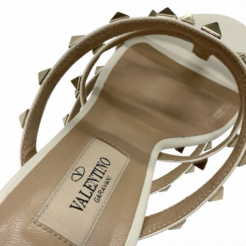 ヴァレンティノ VALENTINO サンダル 靴 シューズ レザー アイボリー ゴールド ロックスタッズ ミュール