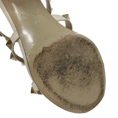 ヴァレンティノ VALENTINO サンダル 靴 シューズ レザー アイボリー ゴールド ロックスタッズ ミュール