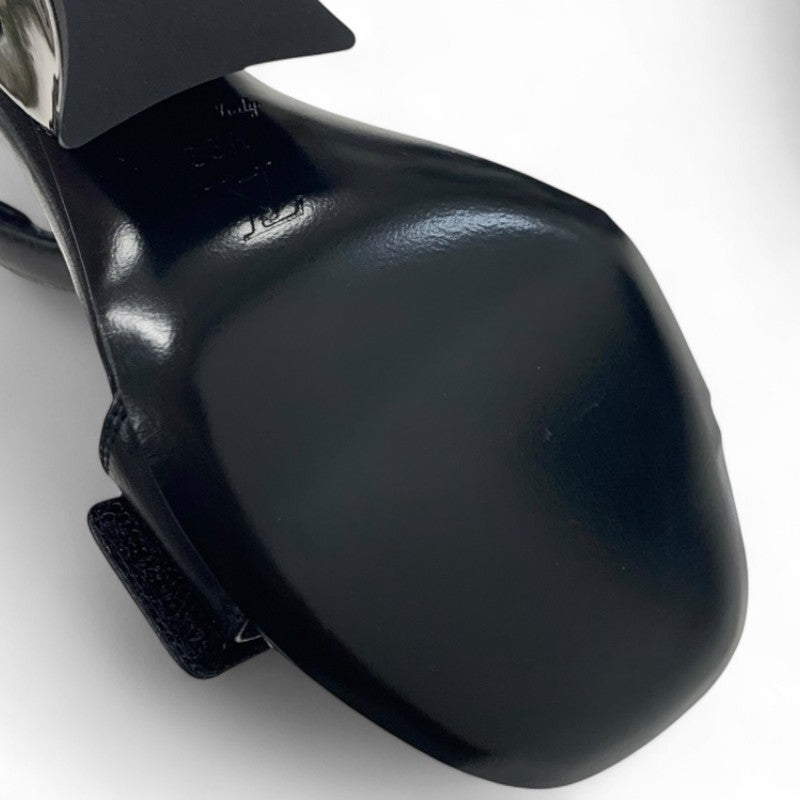 ルイヴィトン LOUIS VUITTON ステラーライン サンダル 靴 シューズ レザー パテント ブラック ゴールド 未使用 ロゴ ストラップ エナメル