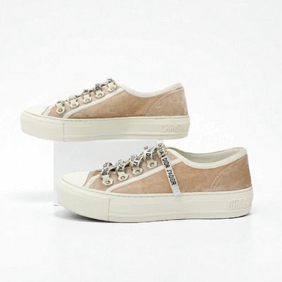 クリスチャンディオール CHRISTIAN DIOR WALK'N'DIOR スニーカー 靴 シューズ ベロア ピンク ホワイト ロゴ