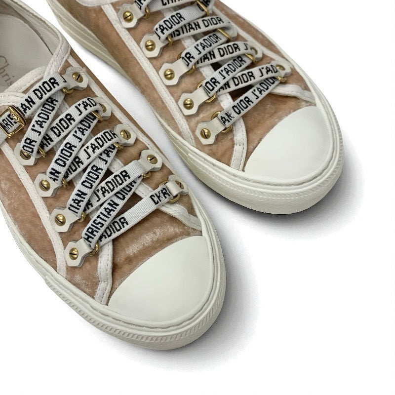 クリスチャンディオール CHRISTIAN DIOR WALK'N'DIOR スニーカー 靴 シューズ ベロア ピンク ホワイト ロゴ