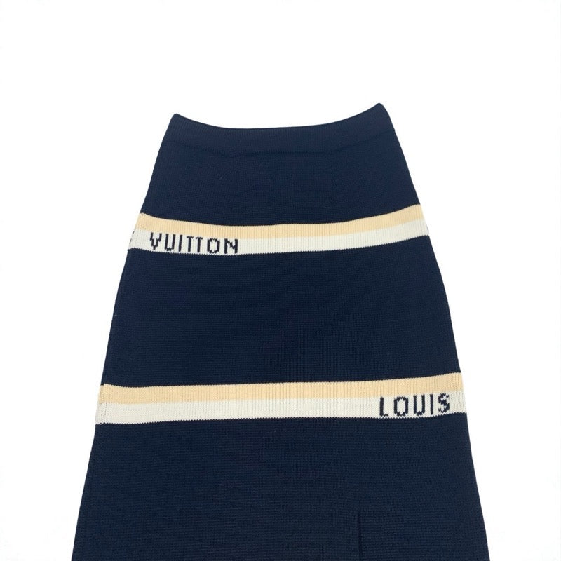 ルイヴィトン LOUIS VUITTON ボトムス ウール ブラック ホワイト ベージュ スカート ロゴ ニット アシンメトリー ミドル