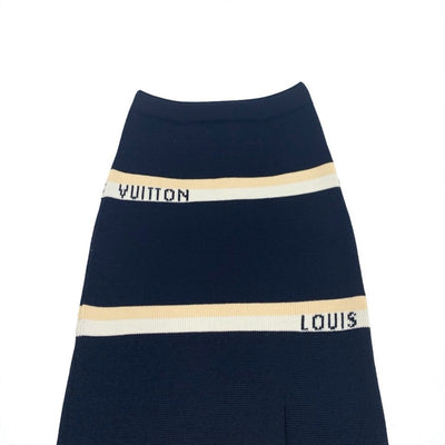 ルイヴィトン LOUIS VUITTON ボトムス ウール ブラック ホワイト ベージュ スカート ロゴ ニット アシンメトリー ミドル