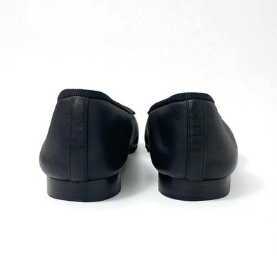 シャネル CHANEL フラットシューズ 靴 シューズ レザー パテント ブラック 黒 ココマーク リボン バレリーナ バレエシューズ