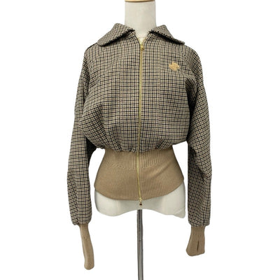 パトゥ PATOU アウター ウール ベージュ ブラック ボンバージャケット ブルゾン ダブルジップ