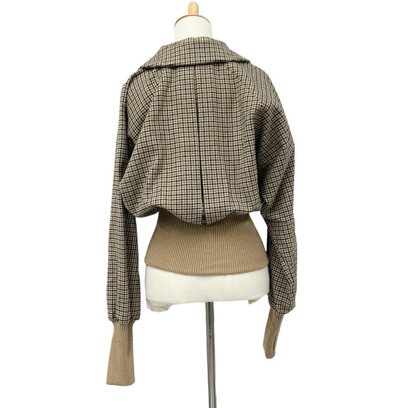 パトゥ PATOU アウター ウール ベージュ ブラック ボンバージャケット ブルゾン ダブルジップ