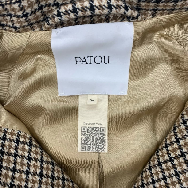 パトゥ PATOU アウター ウール ベージュ ブラック ボンバージャケット ブルゾン ダブルジップ