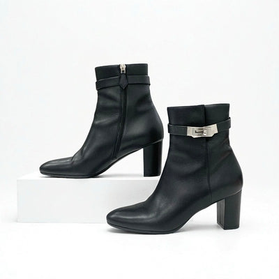 エルメス HERMES サンジェルマン ブーツ ショートブーツ 靴 シューズ レザー ブラック 黒 シルバー ケリー金具