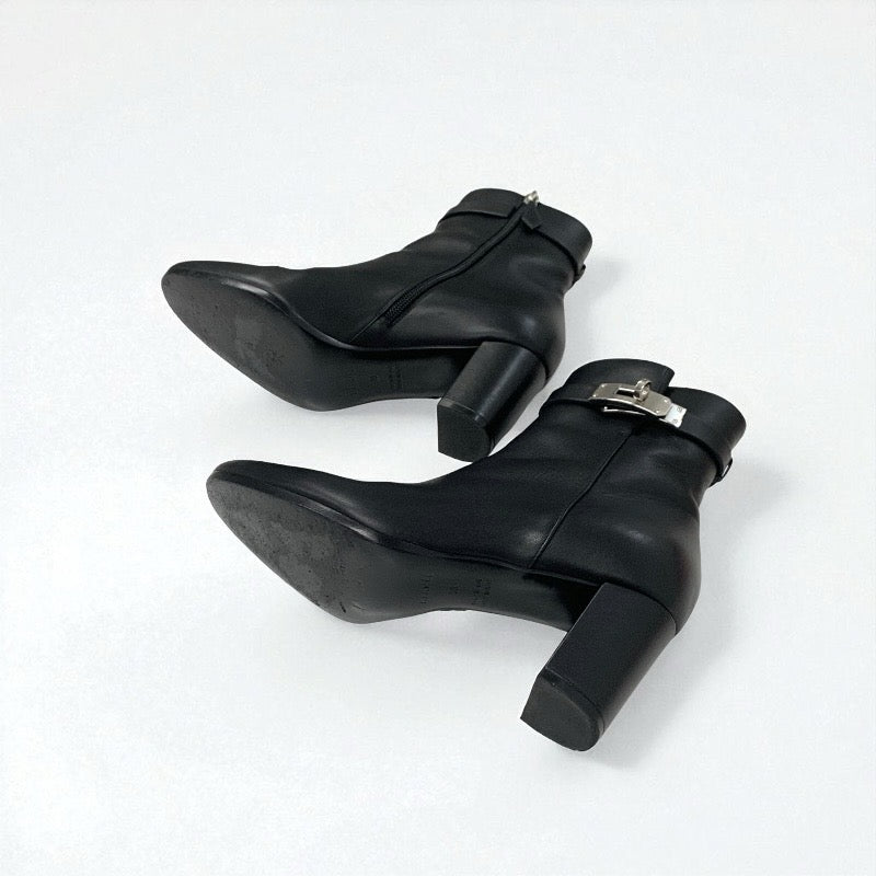 エルメス HERMES サンジェルマン ブーツ ショートブーツ 靴 シューズ レザー ブラック 黒 シルバー ケリー金具