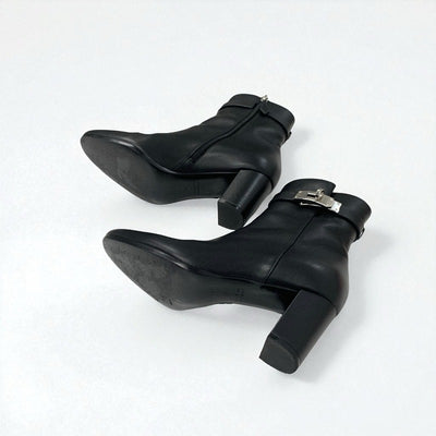 エルメス HERMES サンジェルマン ブーツ ショートブーツ 靴 シューズ レザー ブラック 黒 シルバー ケリー金具